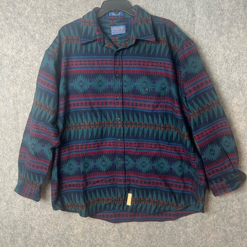 Rare vintage Pendleton Lobo Men’s XL Nordic pattern‎ wool long sleeve shirt